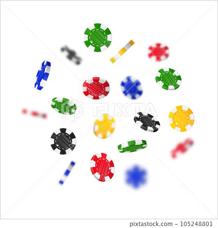 Chips multi-colored flying cartoon isolated Chips multi-colored flying cartoon isolated 105248801