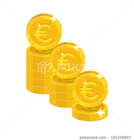 Piles gold euro isolated cartoon icon Piles gold euro isolated cartoon icon 105248807