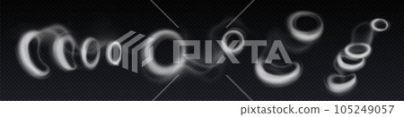 Smoke rings, circle clouds of steam or smog 105249057