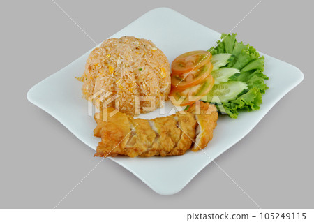 Fries rice with chicken fries 105249115