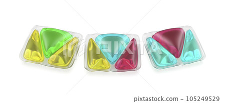 Row with three laundry pods Row with three laundry pods 105249529