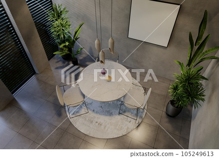 Modern living room interior design contemporary, with natural tones on the room, walls, floor and ceiling.rendering illustration Modern living room interior design contemporary, with natural tones on the room, walls, floor and ceiling.rendering illustration 105249613