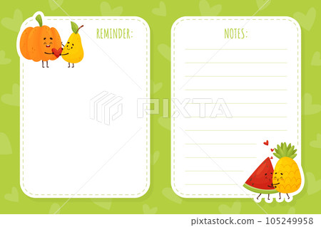 Cute Fruit Couple Empty Note Card Vector Template Cute Fruit Couple Empty Note Card Vector Template 105249958