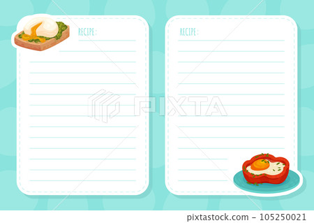 Tasty Egg Food Recipe Card Design with Cooked Meal Vector Template 105250021