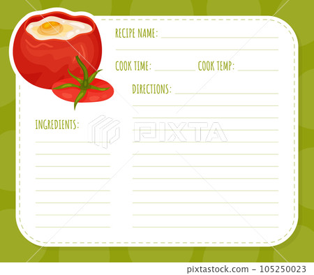 Tasty Egg Food Recipe Card Design with Cooked Meal Vector Template Tasty Egg Food Recipe Card Design with Cooked Meal Vector Template 105250023