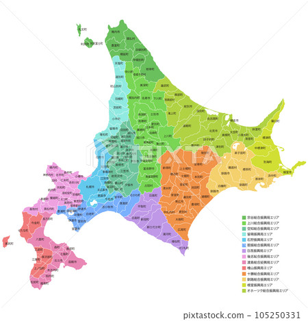 Hokkaido and municipal maps 105250331