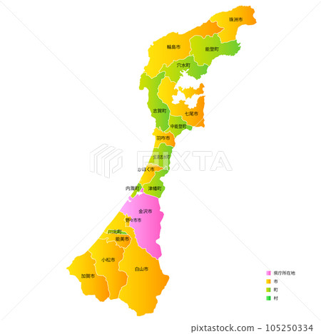 Ishikawa prefecture and municipalities map 105250334