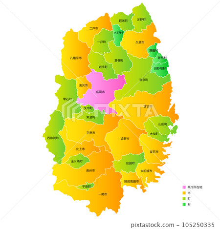 岩手縣市町村地圖 105250335