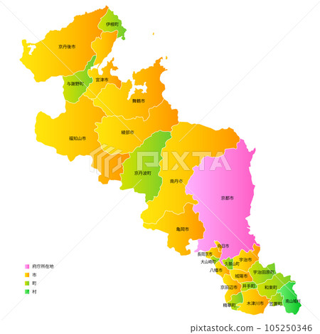 Kyoto prefecture and municipalities map Kyoto prefecture and municipalities map 105250346