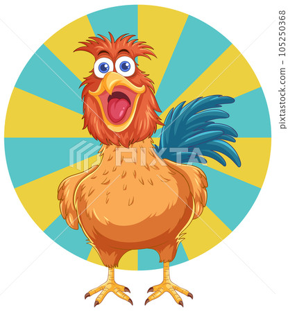 Cheerful Brown Chicken Cartoon Cheerful Brown Chicken Cartoon 105250368