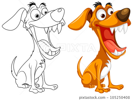Cute playful crazy dog cartoon 105250408