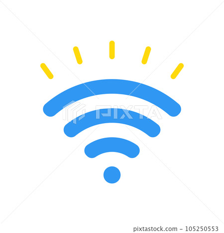閃閃發光的 Wi-Fi 的簡單圖標-強線、無線電波、無線 LAN 的圖像素材 105250553