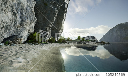 panoramic view of nice colorful huge cliff and sea panoramic view of nice colorful huge cliff and sea 105250569
