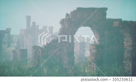 Weathered castle remains on elevated land Weathered castle remains on elevated land 105250611