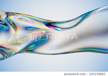Transparent glossy glass ribbon. Curved wave in motion. Transparent glossy glass ribbon. Curved wave in motion. 105250665