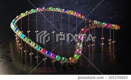 Small balls roll along the marble run 105250685