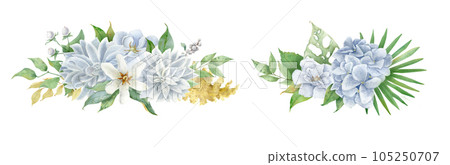 Floral boho bouquet. Watercolor floewr for wedding invitaition, greeting card. 105250707