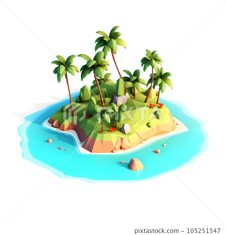Tropical Island Isometric Low Poly Icon 105251547