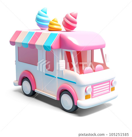 Ice Cream Van Isometric Low Poly Icon 105251585