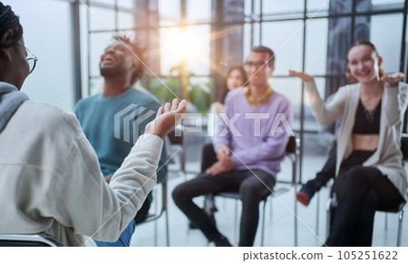 An African Businesswomen Giving Presentation To His Colleagues An African Businesswomen Giving Presentation To His Colleagues 105251622