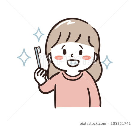 女孩刷牙 女孩刷牙 105251741