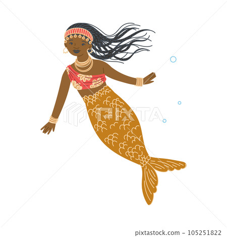 Beautiful swimming mermaid flat style, vector illustration 105251822