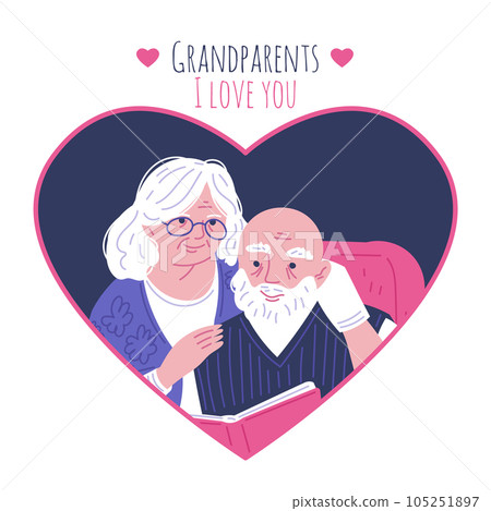 Postcard or banner for grandparent day flat style, vector illustration Postcard or banner for grandparent day flat style, vector illustration 105251897