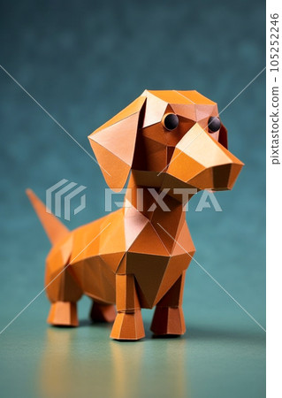 Cute little breed dog made in origami style 105252246