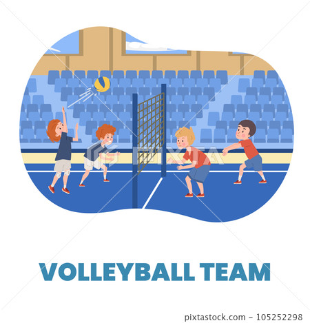 Banner about kids volleyball team flat style, vector illustration Banner about kids volleyball team flat style, vector illustration 105252298