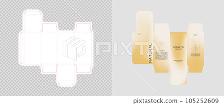 Cardboard box template. Cosmetic package box design. Vector illustration. Cardboard box template. Cosmetic package box design. Vector illustration. 105252609