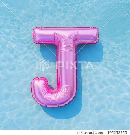 Colorful Pink Air Mattress in the Shape of the Letter J 105252755