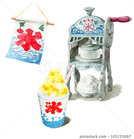 模擬水彩檸檬刨冰和刨冰器 105253007