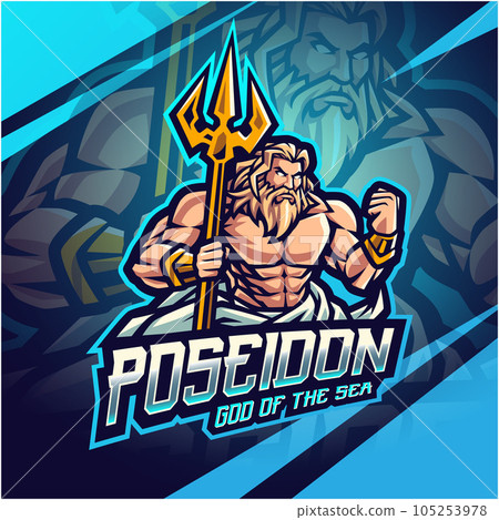 Poseidon esport mascot logo design with trident weapon Poseidon esport mascot logo design with trident weapon 105253978