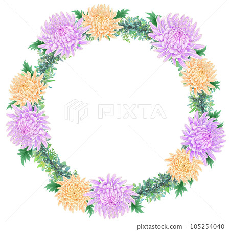 Chrysanthemum wreath circular frame 105254040