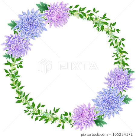 Chrysanthemum wreath circular frame Chrysanthemum wreath circular frame 105254171