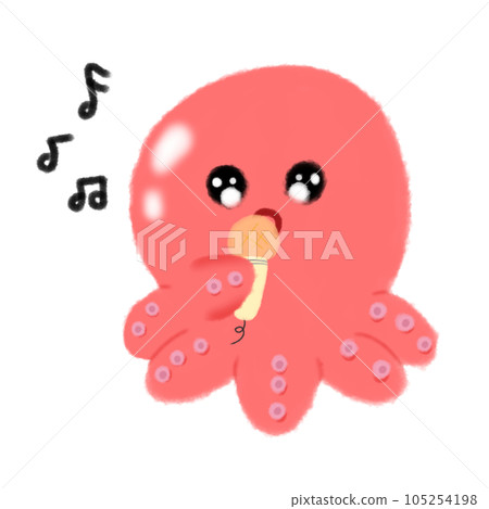 Cute squid face emotion cartoon watercolor hand draw 105254198