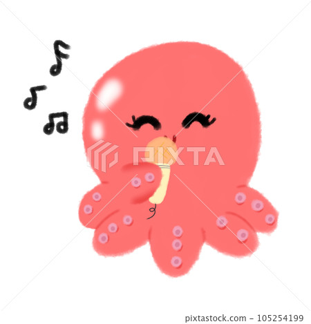 Cute squid face emotion cartoon watercolor hand draw 105254199