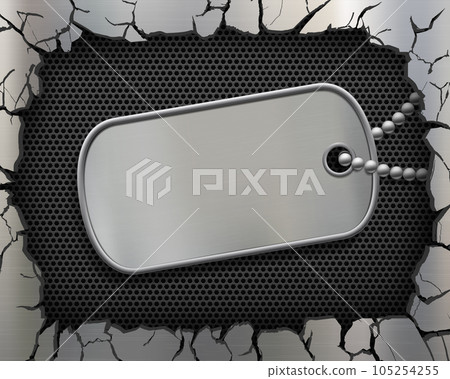 Military id tag on a metal background 105254255