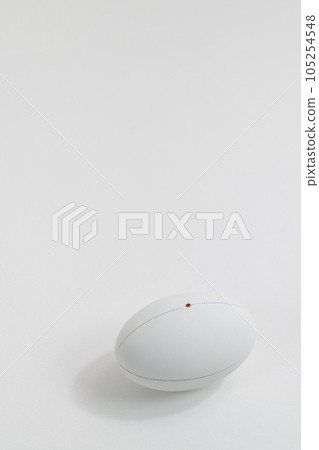 White rugby ball with copy space on white background White rugby ball with copy space on white background 105254548