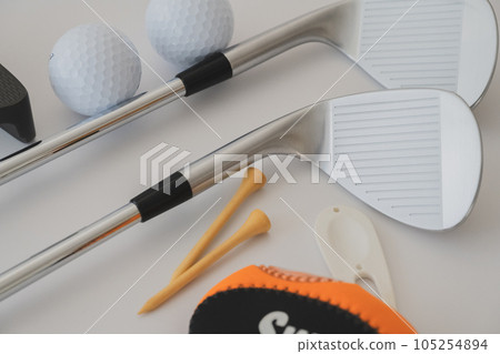 高爾夫球桿高爾夫裝備運動白色背景特寫素材 105254894