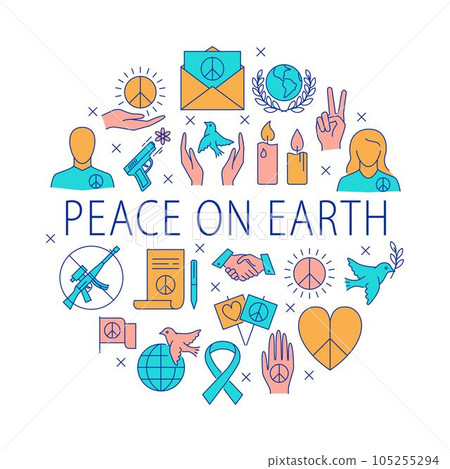 Peace on Earth round banner Peace on Earth round banner 105255294