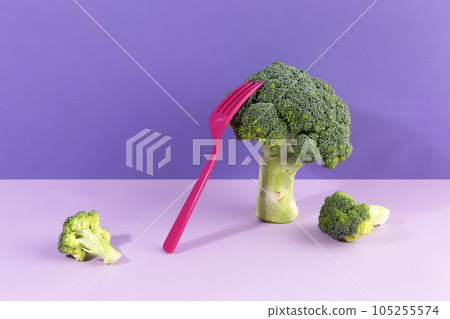 fruit still life photo, super food, broccoli and fork 105255574