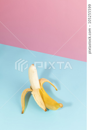 fruit still life photo, a peeled banana fruit still life photo, a peeled banana 105255599