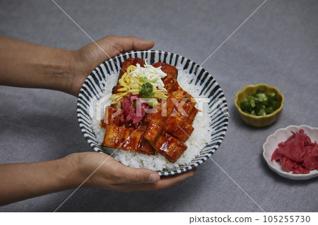 korean traditional food, rice with grilled eel korean traditional food, rice with grilled eel 105255730