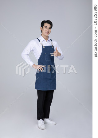 millennials and gen z, korean asian young man with hand motion 105255990