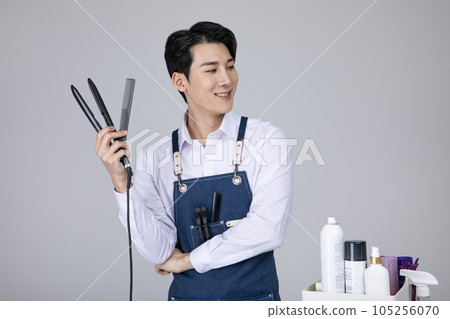 millennials and gen z, korean asian young man with beauty tools millennials and gen z, korean asian young man with beauty tools 105256070
