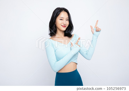 healthy beauty concept photo of korean asian beautiful woman with hand motion healthy beauty concept photo of korean asian beautiful woman with hand motion 105256973