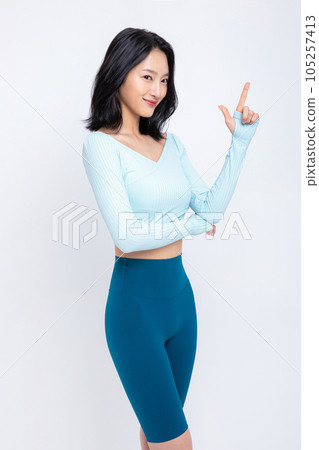 healthy beauty concept photo of korean asian beautiful woman with hand motion healthy beauty concept photo of korean asian beautiful woman with hand motion 105257413