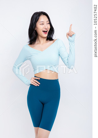 healthy beauty concept photo of korean asian beautiful woman with hand motion healthy beauty concept photo of korean asian beautiful woman with hand motion 105257482