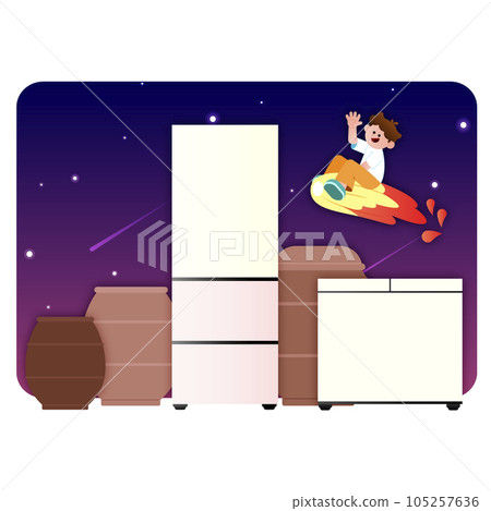 home appliances, kimchi fridge and a jar of soy sauce 105257636